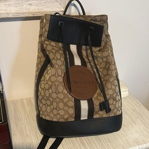 Coach Brown and Black Signature Backpack